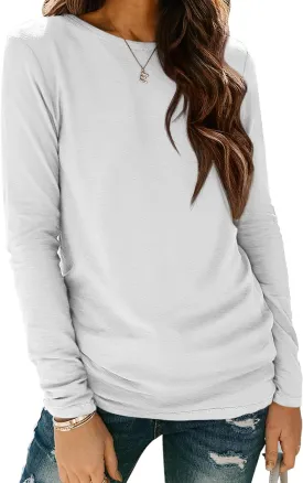 ATHMILE Womens Long Sleeve Shirts Basic Tee Fall Trendy Spring Top Business Casual Beach Vacation Workout 2025 Fashion