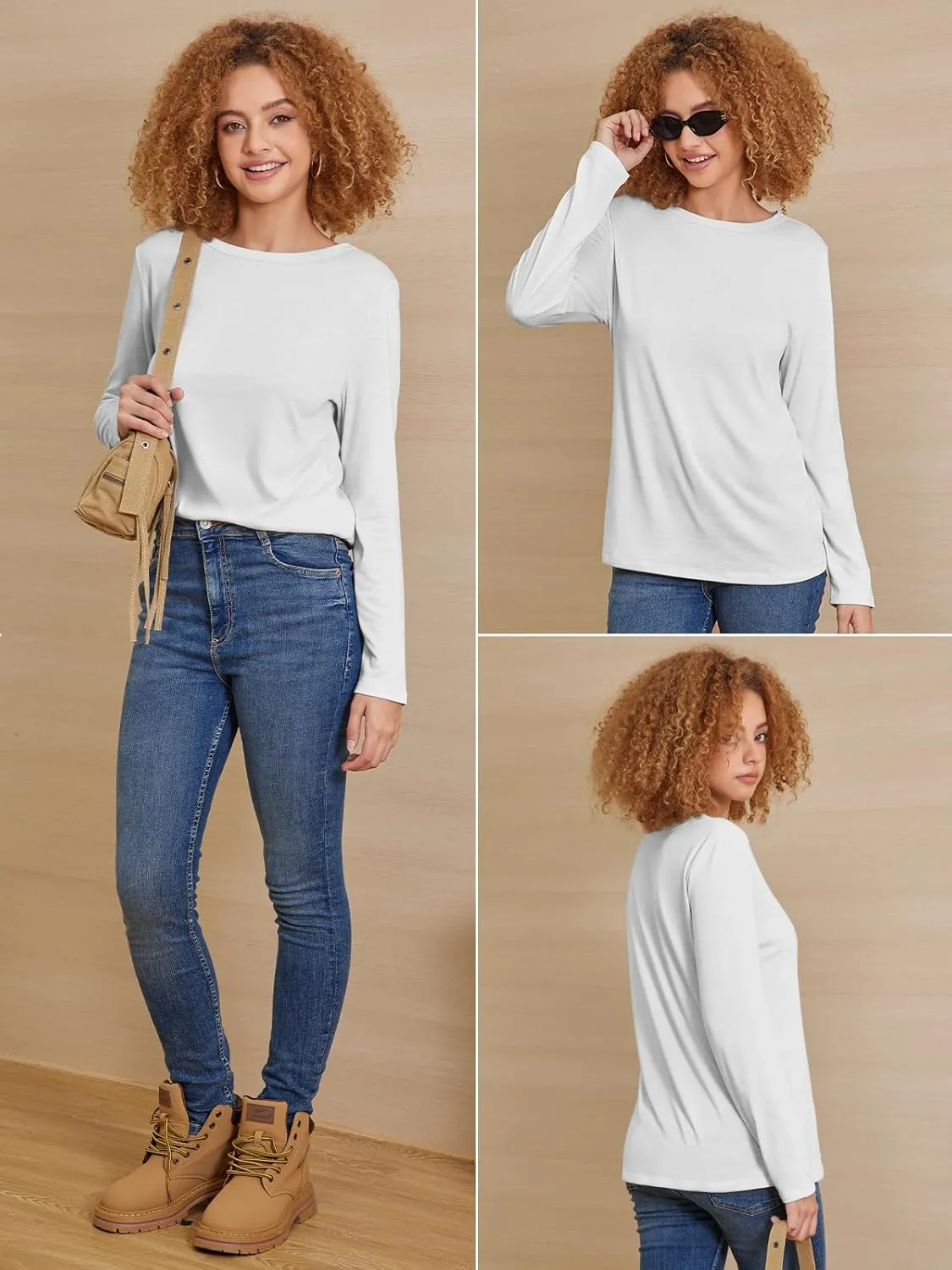 ATHMILE Womens Long Sleeve Shirts Basic Tee Fall Trendy Spring Top Business Casual Beach Vacation Workout 2025 Fashion