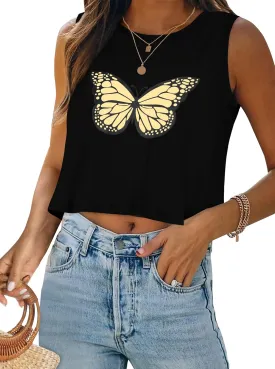 Crop Tops for Women Tank Summer Casual Sleeveless Loose Fit Basic Shirts
