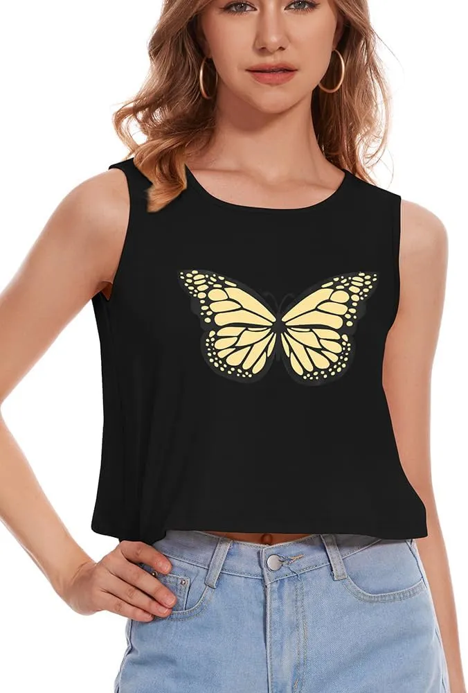 Crop Tops for Women Tank Summer Casual Sleeveless Loose Fit Basic Shirts