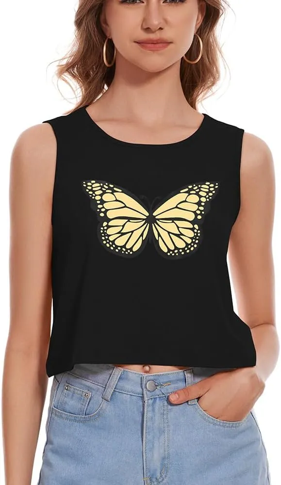 Crop Tops for Women Tank Summer Casual Sleeveless Loose Fit Basic Shirts
