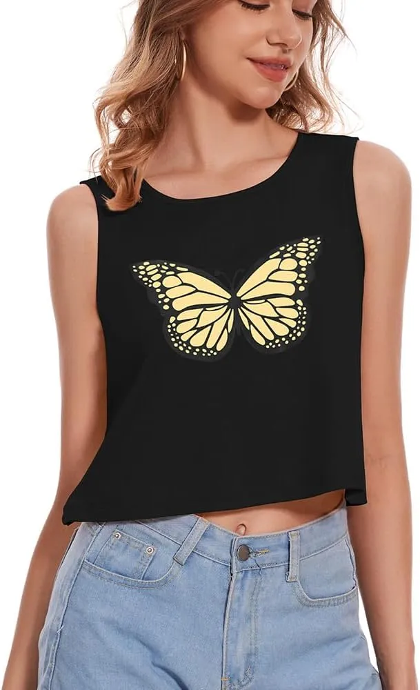 Crop Tops for Women Tank Summer Casual Sleeveless Loose Fit Basic Shirts