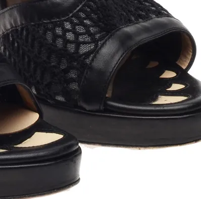 Jean Paul Gaultier - Black Heels with Flower Pattern & Straps - IT 38