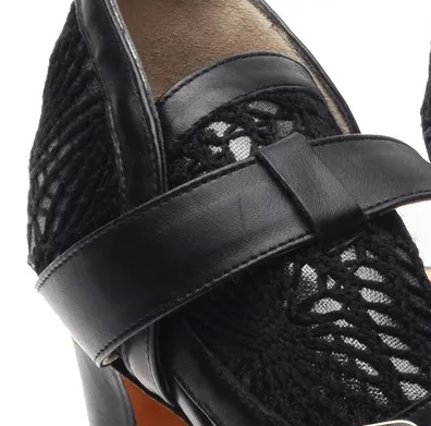 Jean Paul Gaultier - Black Heels with Flower Pattern & Straps - IT 38