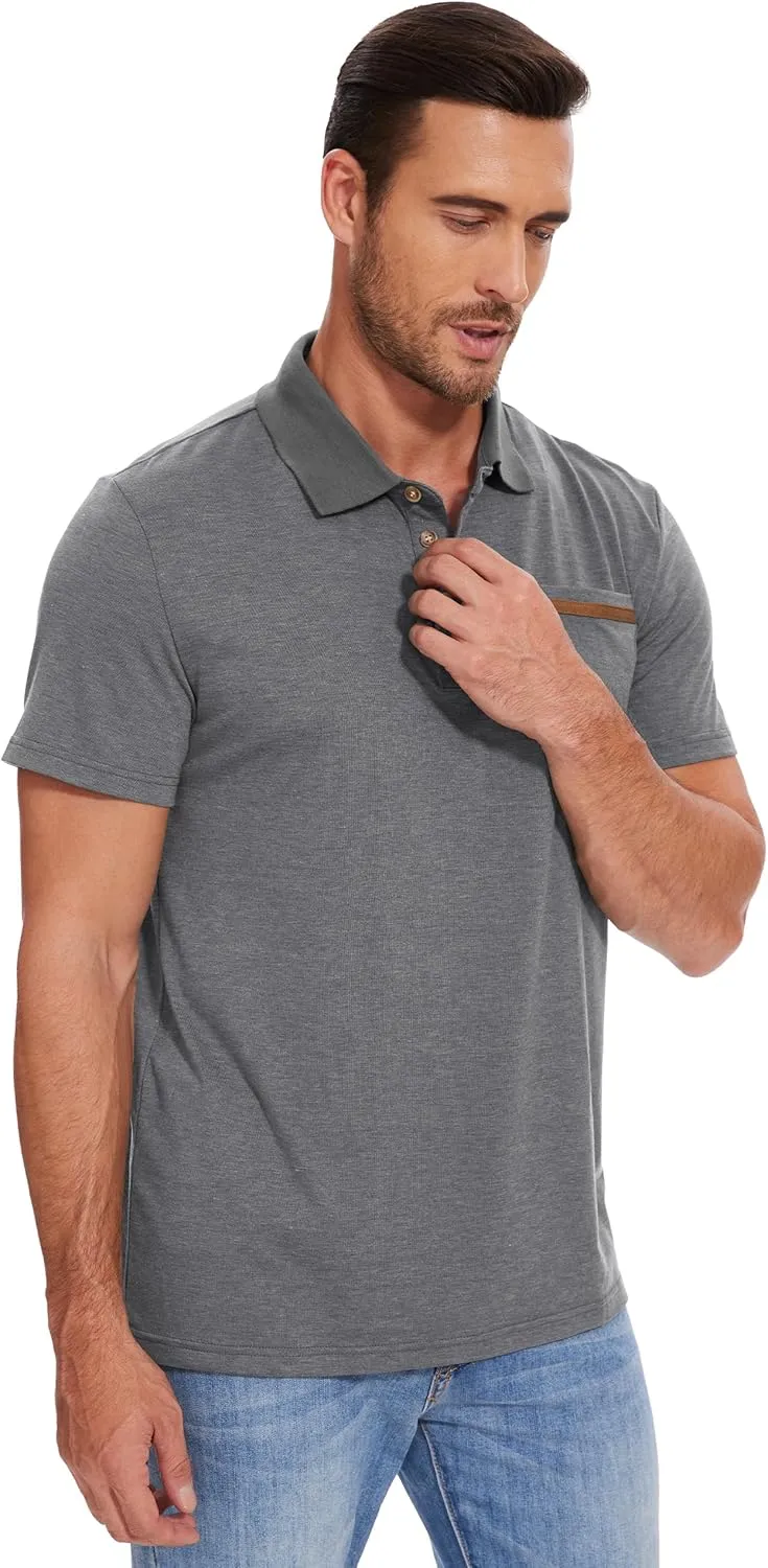 Men's Casual Polo Shirts Classic Button Basic Short Sleeve Shirt Solid Color Tees Golf Stylish Tops,Sizes S-4x