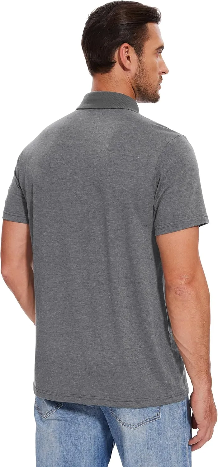 Men's Casual Polo Shirts Classic Button Basic Short Sleeve Shirt Solid Color Tees Golf Stylish Tops,Sizes S-4x