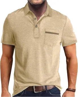 Men's Casual Polo Shirts Classic Button Basic Short Sleeve Shirt Solid Color Tees Golf Stylish Tops,Sizes S-4x