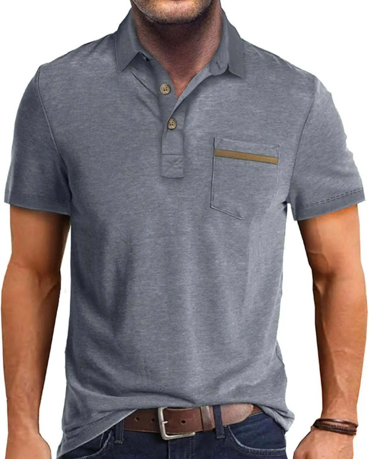 Men's Casual Polo Shirts Classic Button Basic Short Sleeve Shirt Solid Color Tees Golf Stylish Tops,Sizes S-4x