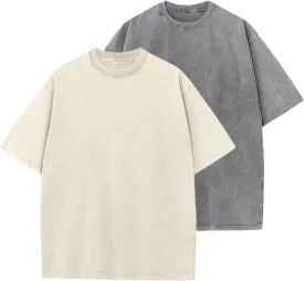 Men's Oversized Cotton T-Shirts Loose Fit Vintage Washed Tee Unisex Short Sleeve Casual Shirts Tops