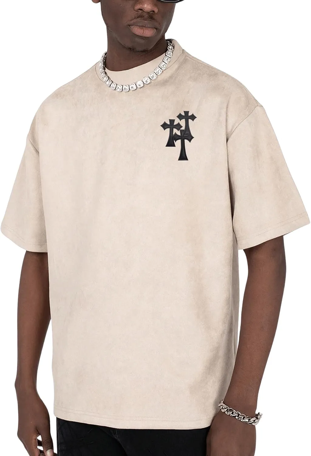 Men's Oversized Graphic Tee Letter Print Round Neck Drop Shoulder Shirts Pullover Vintage Distressed T Shirt