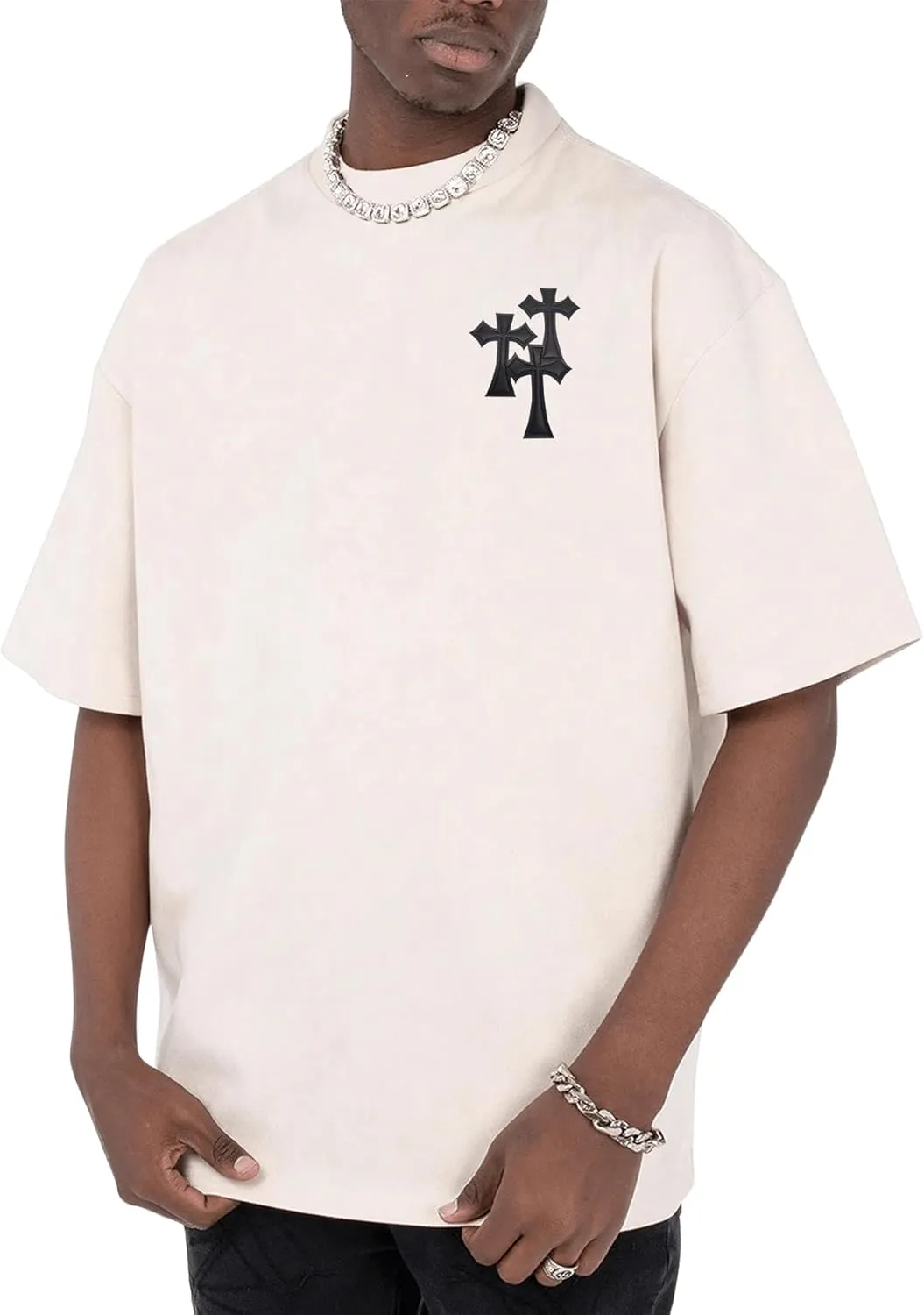 Men's Oversized Graphic Tee Letter Print Round Neck Drop Shoulder Shirts Pullover Vintage Distressed T Shirt