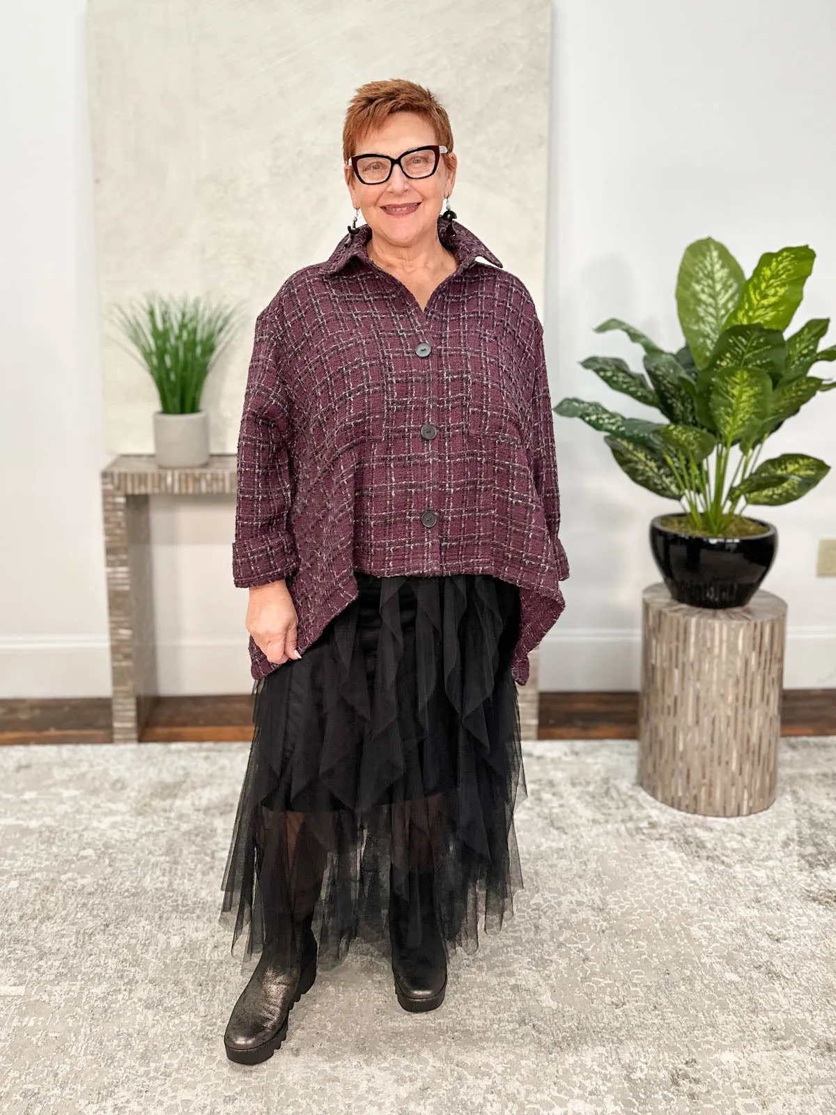 Mesh Skirt, Black Ruffle