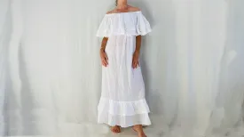 Mexican Gauze Maxi Dress. White Gauze.