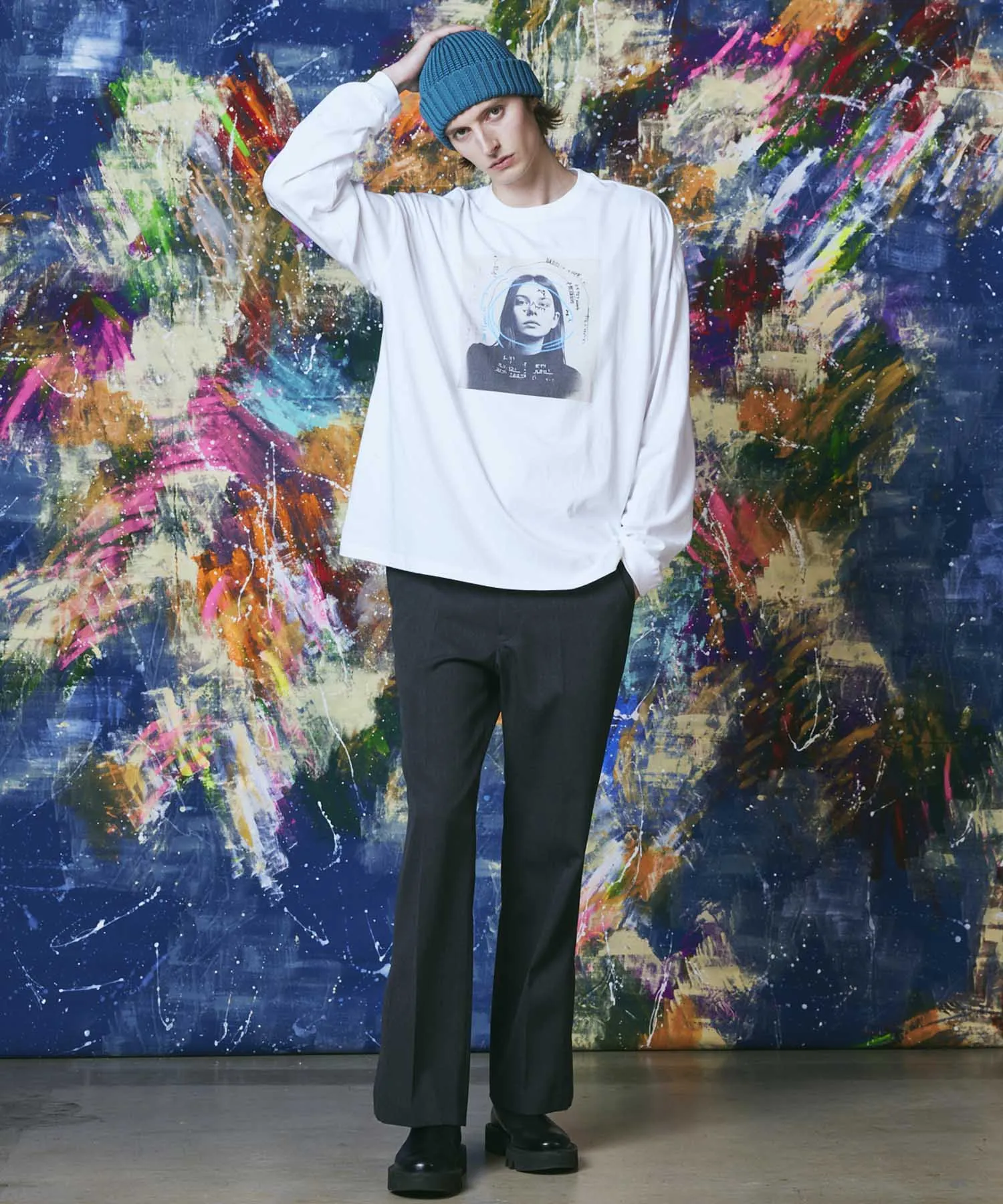 Multi Graphic Prime-Over Crew Neck Pullover
