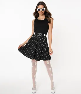 Smak Parlour 1960s Black & White Polka Dot Trend Setter Flare Skirt