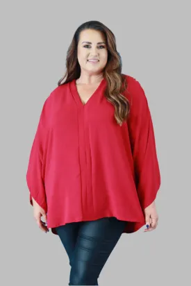 Stella Kimono Sleeve Blouse in Red