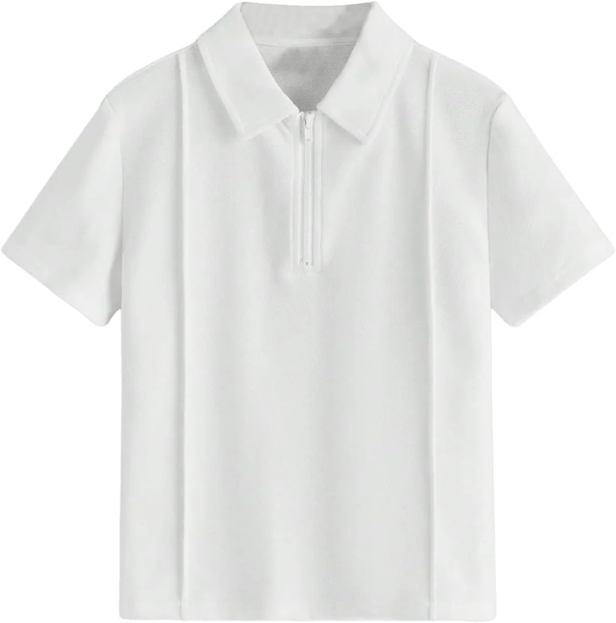 SweatyRocks Boy's Shirts Half Zip Golf Collard Short Sleeve Solid Summer Tops