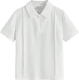 SweatyRocks Boy's Shirts Half Zip Golf Collard Short Sleeve Solid Summer Tops