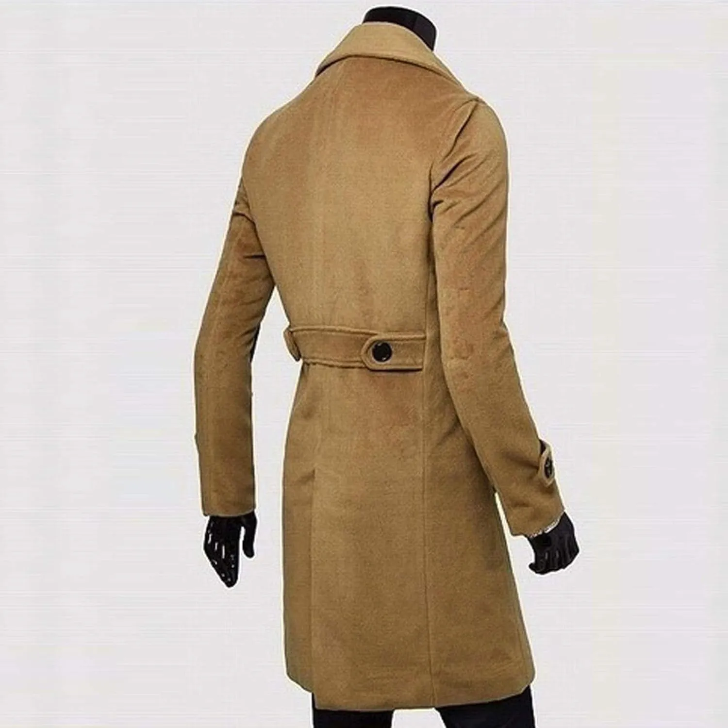 WENKOMG1 Men Winter Slim Coat,Trench Lapel Long Jacket Double Breasted Coat Soft Elegant windbreaker