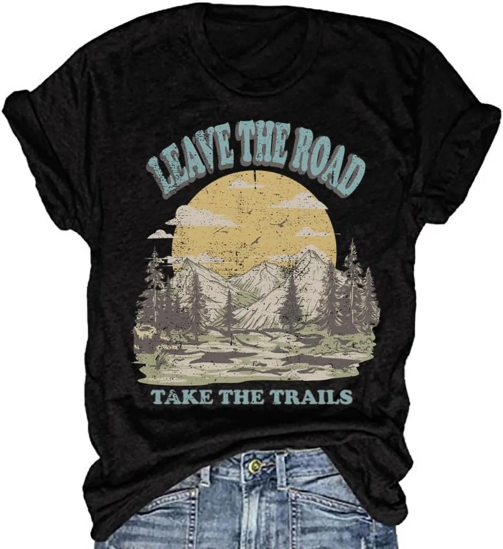 Women's Nature Camping Mountain Hiking Lovers Shirt Adventure Wild Outdoor Graphic Tees Tops