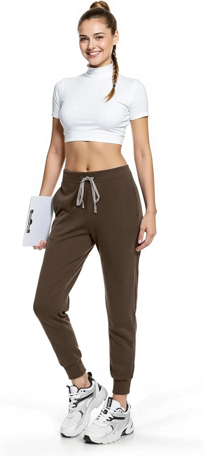 Women's Scrub Pants, Lightweight Soft Stretch Yoga Jogger with Elastic Drawstring Waistband, Mid-Rise Slim Fit Cargo Pants
