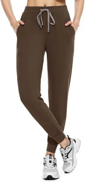 Women's Scrub Pants, Lightweight Soft Stretch Yoga Jogger with Elastic Drawstring Waistband, Mid-Rise Slim Fit Cargo Pants