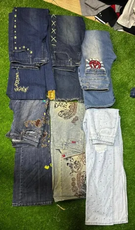Y2K Embroidered embelished Low waist Trendy women flare jeans
