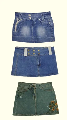 Y2K Paris Era Denim Micro Mini Skirts